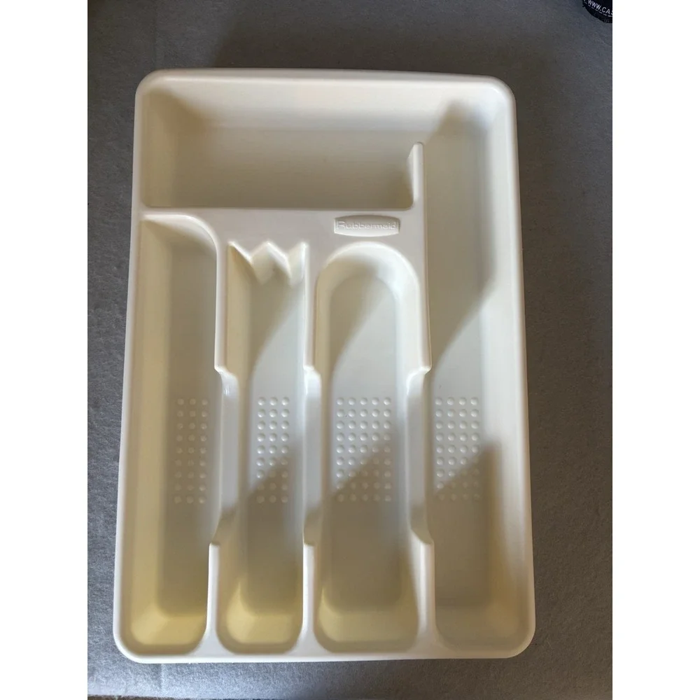 Vintage‎ Rubbermaid Silverware Organizer Tray Flatware Almond Cutlery Retro 2919